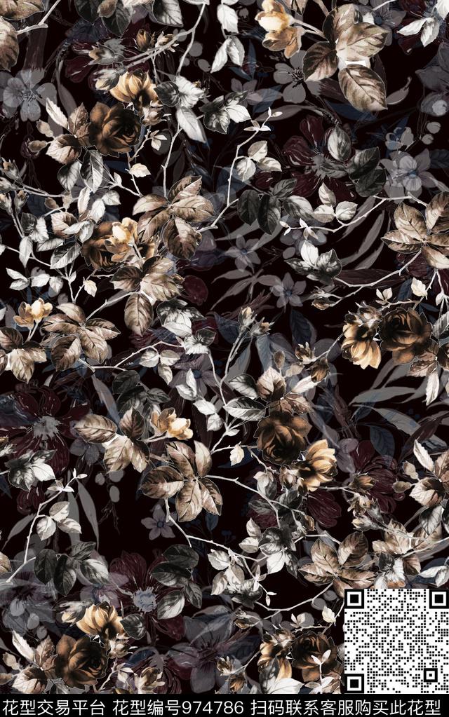 民族风抽象复古数码印花华亿平台下载（图片编号: 974786） - 瓦栏（Walan）