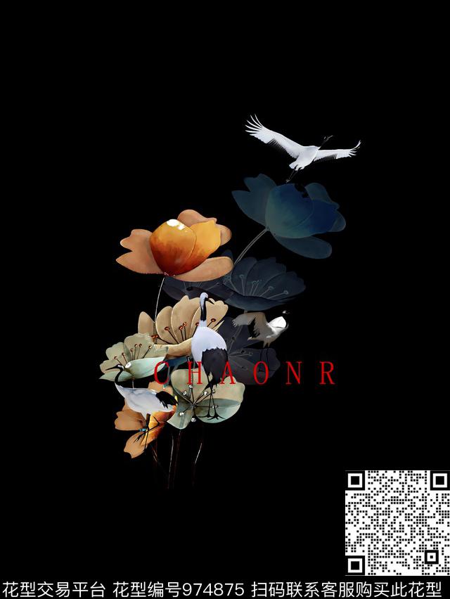 荷花潮牌绿植树叶数码印花华亿平台下载（图片编号: 974875） - 瓦栏（Walan）