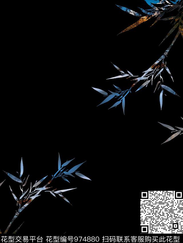 潮牌中国风竹子数码印花华亿平台下载（图片编号: 974880） - 瓦栏（Walan）