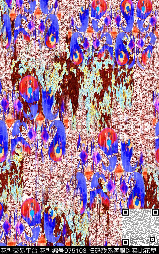 民族风肌理珠宝宝石数码印花华亿平台下载（图片编号: 975103） - 瓦栏（Walan）