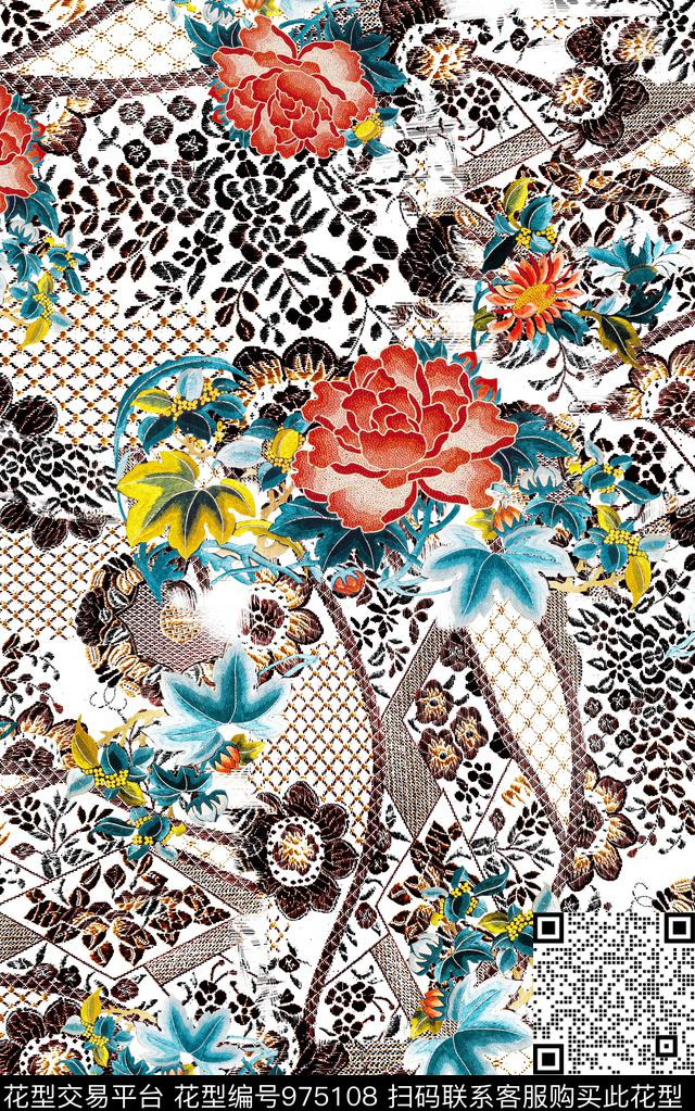 民族风肌理几何数码印花华亿平台下载（图片编号: 975108） - 瓦栏（Walan）