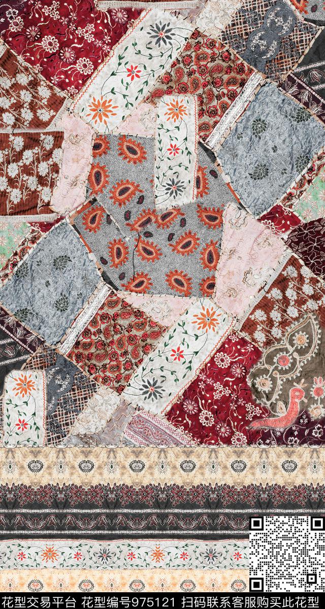 民族风肌理几何数码印花华亿平台下载（图片编号: 975121） - 瓦栏（Walan）