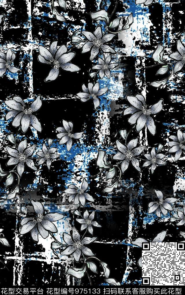 数码华亿平台抽象花卉数码印花华亿平台下载（图片编号: 975133） - 瓦栏（Walan）