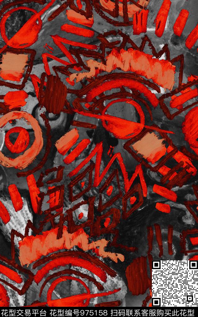 民族风肌理几何数码印花华亿平台下载（图片编号: 975158） - 瓦栏（Walan）