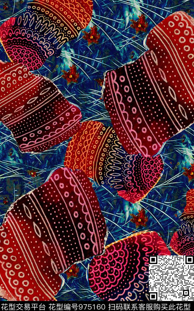 民族风肌理几何数码印花华亿平台下载（图片编号: 975160） - 瓦栏（Walan）