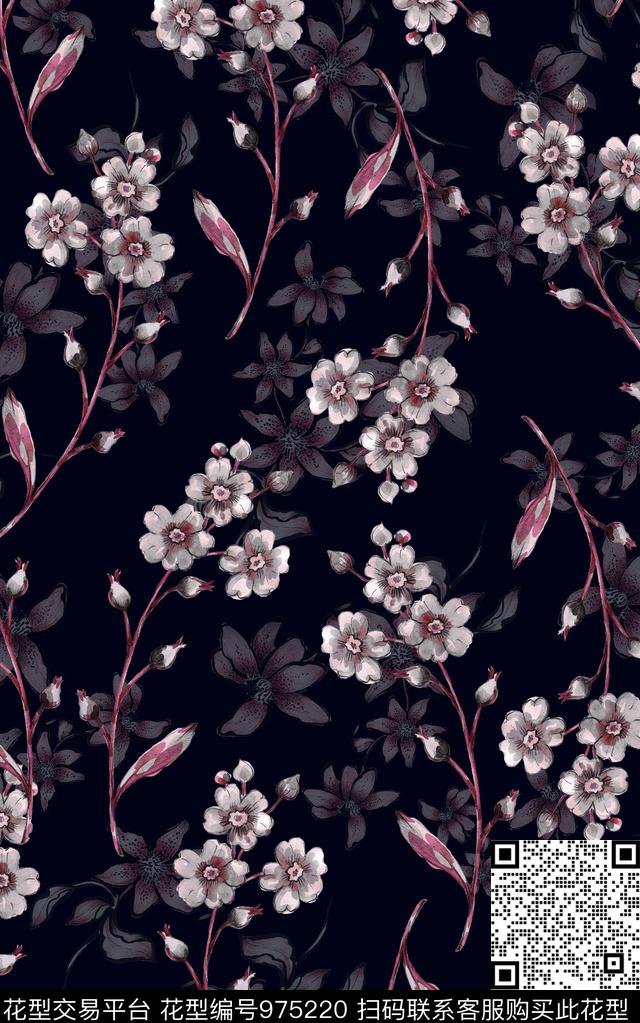 民族风抽象花卉数码印花华亿平台下载（图片编号: 975220） - 瓦栏（Walan）