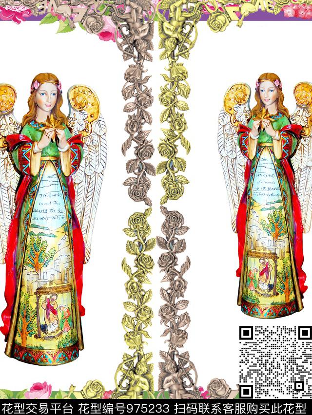 动物花卉女神玫瑰相框数码印花华亿平台下载（图片编号: 975233） - 瓦栏（Walan）