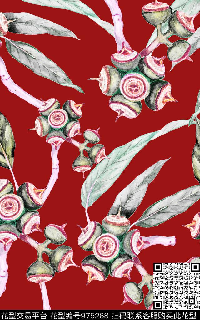 数码华亿平台手绘花卉花卉数码印花华亿平台下载（图片编号: 975268） - 瓦栏（Walan）