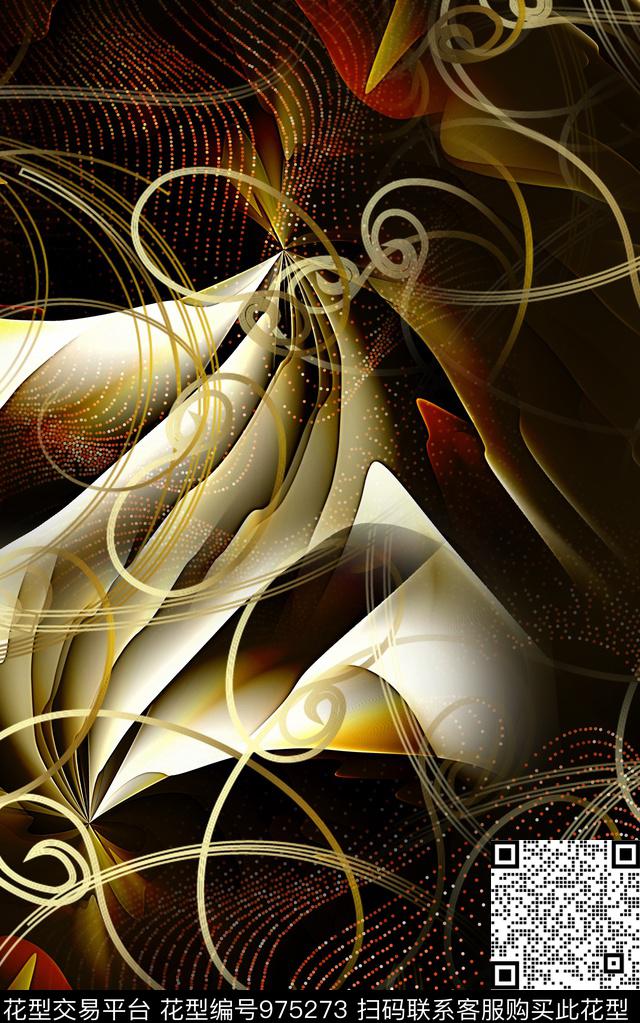 数码华亿平台线条抽象数码印花华亿平台下载（图片编号: 975273） - 瓦栏（Walan）