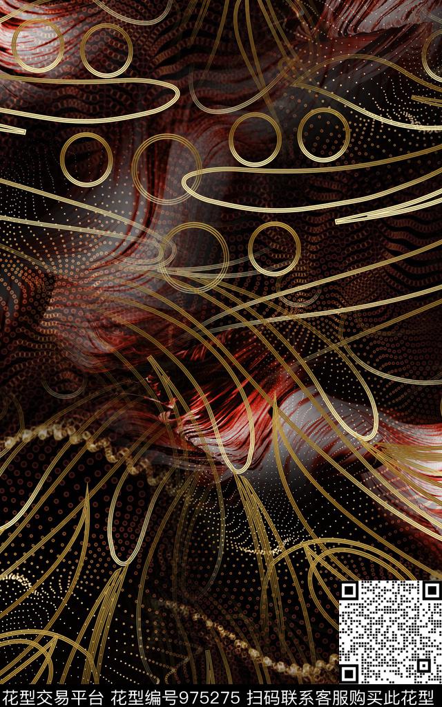 数码华亿平台线条抽象数码印花华亿平台下载（图片编号: 975275） - 瓦栏（Walan）