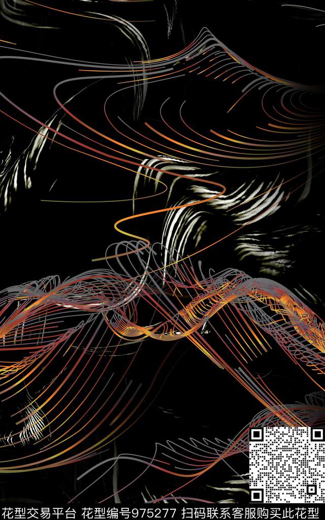 数码华亿平台线条抽象数码印花华亿平台下载（图片编号: 975277） - 瓦栏（Walan）