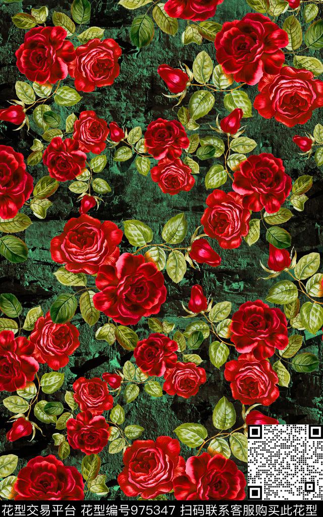 数码华亿平台肌理花卉数码印花华亿平台下载（图片编号: 975347） - 瓦栏（Walan）