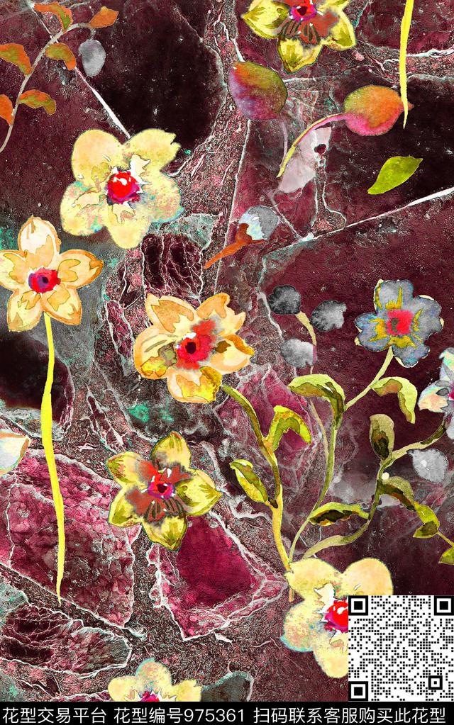 数码华亿平台民族风花卉数码印花华亿平台下载（图片编号: 975361） - 瓦栏（Walan）