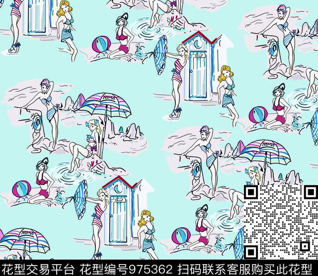 数码华亿平台连衣裙泳装数码印花华亿平台下载（图片编号: 975362） - 瓦栏（Walan）