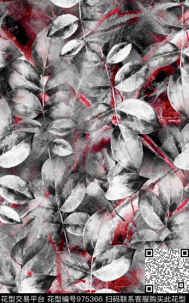 数码华亿平台肌理水彩花卉数码印花华亿平台下载（图片编号: 975366） - 瓦栏（Walan）