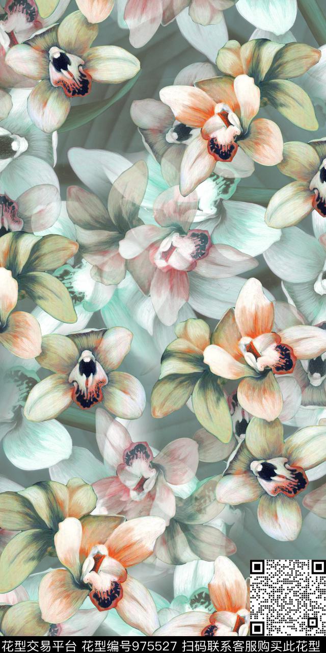 数码华亿平台水彩花卉手绘花卉数码印花华亿平台下载（图片编号: 975527） - 瓦栏（Walan）