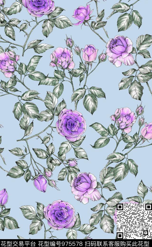 素雅数码华亿平台植物数码印花华亿平台下载（图片编号: 975578） - 瓦栏（Walan）