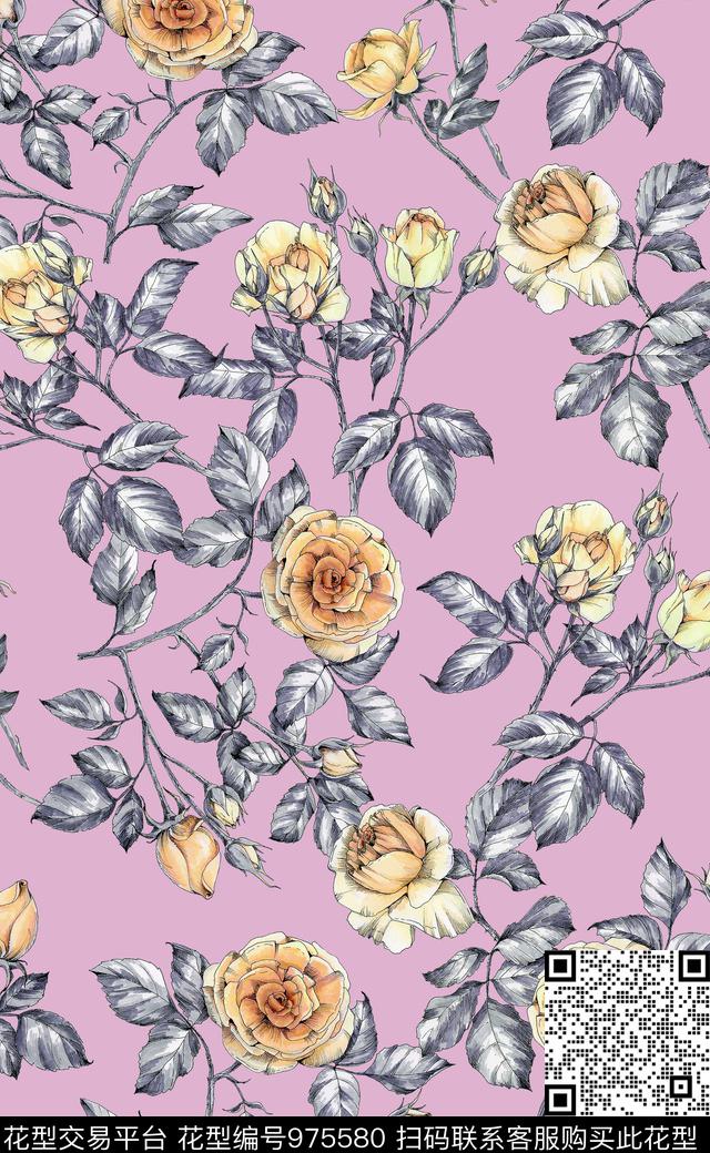 素雅数码华亿平台植物数码印花华亿平台下载（图片编号: 975580） - 瓦栏（Walan）