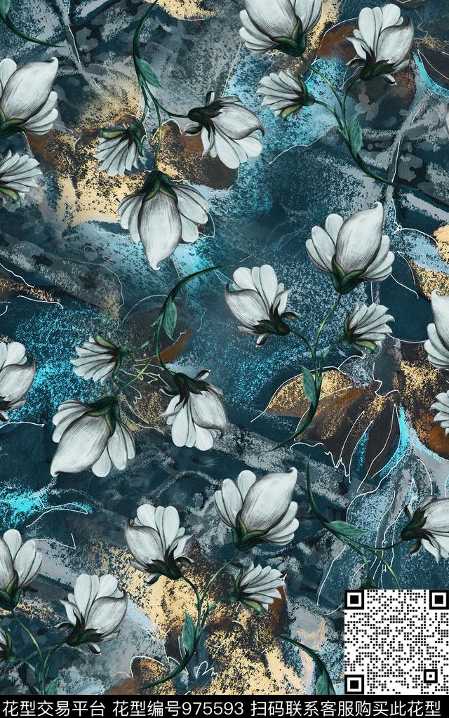 民族风抽象花卉数码印花华亿平台下载（图片编号: 975593） - 瓦栏（Walan）