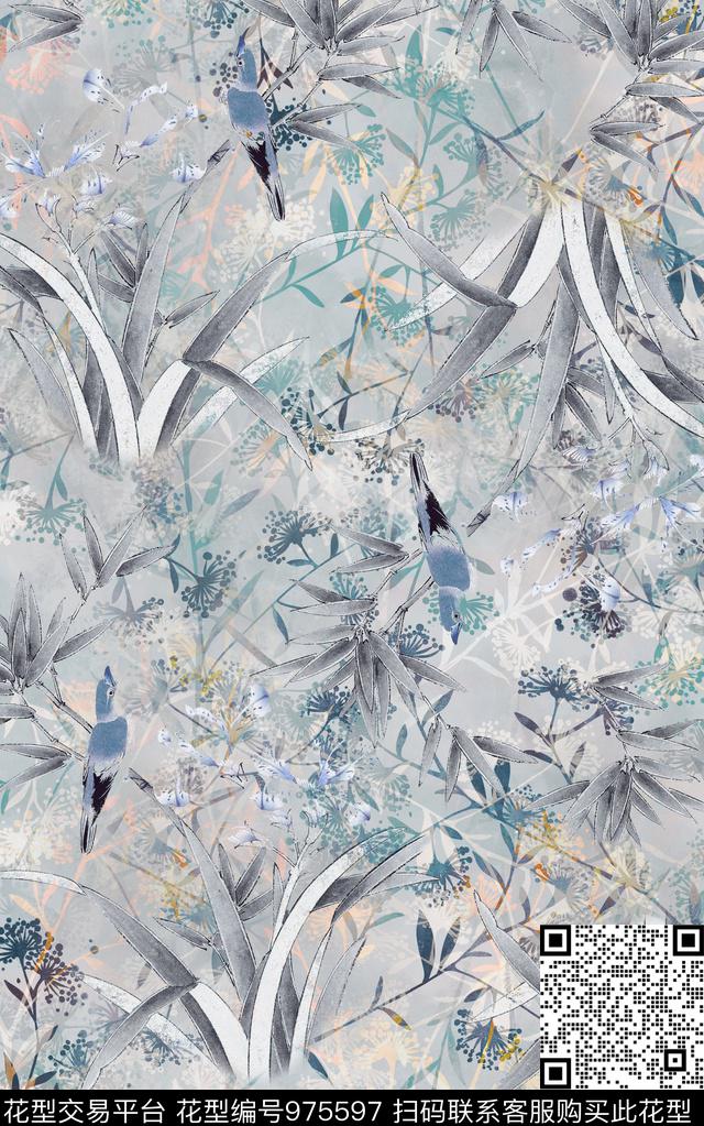 民族风抽象花卉数码印花华亿平台下载（图片编号: 975597） - 瓦栏（Walan）