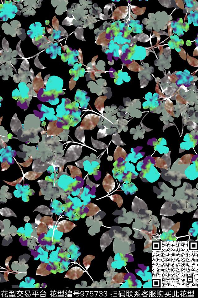 小碎花年轻女性女装数码印花华亿平台下载（图片编号: 975733） - 瓦栏（Walan）