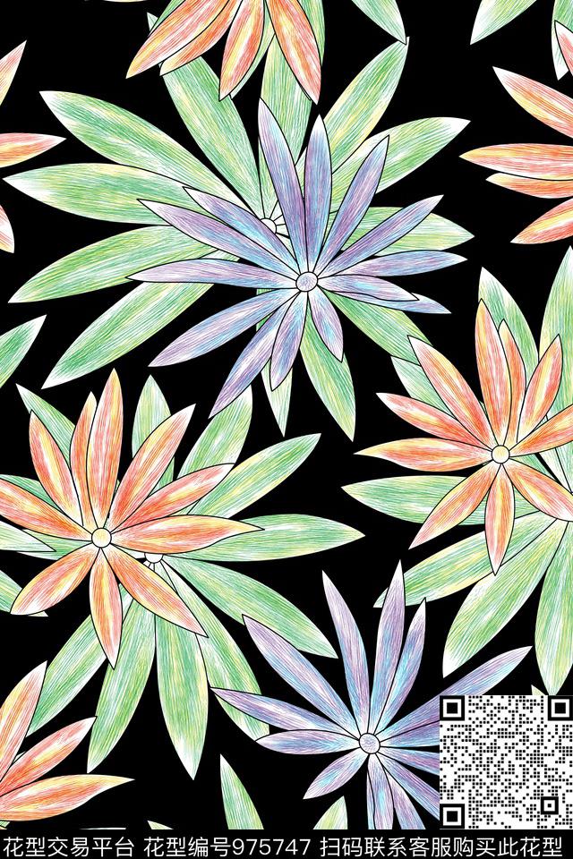 女装热带华亿平台绿植树叶数码印花华亿平台下载（图片编号: 975747） - 瓦栏（Walan）