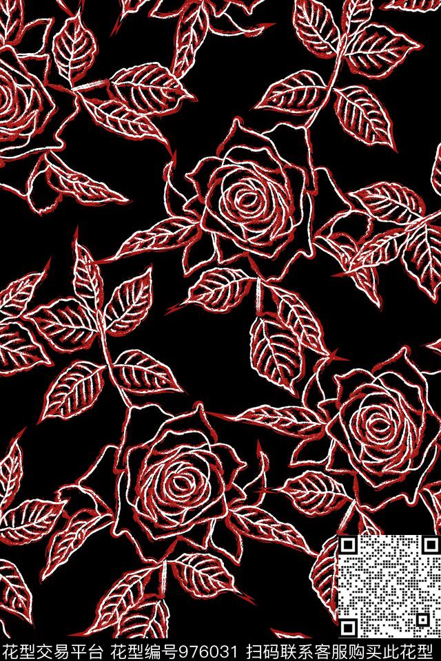 花卉肌理女装传统印花华亿平台下载（图片编号: 976031） - 瓦栏（Walan）