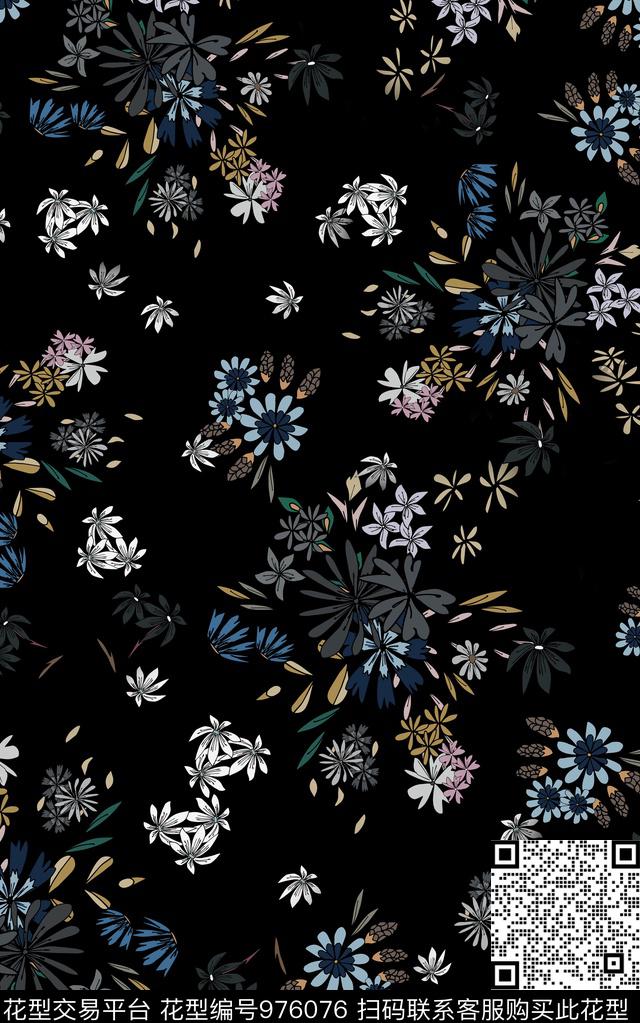 民族风花卉复古数码印花华亿平台下载（图片编号: 976076） - 瓦栏（Walan）