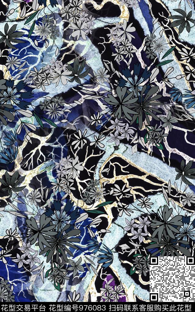 民族风抽象花卉数码印花华亿平台下载（图片编号: 976083） - 瓦栏（Walan）