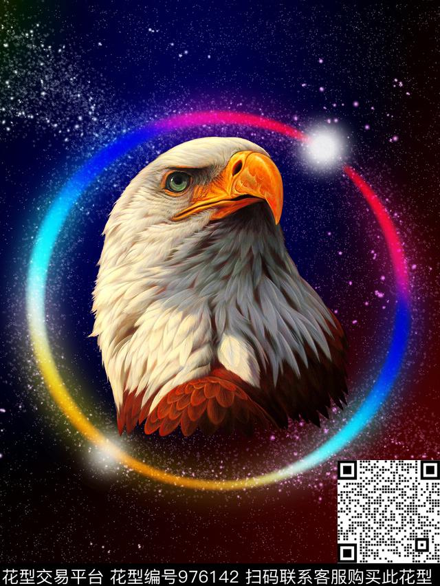 星空大牌风老鹰头数码印花华亿平台下载（图片编号: 976142） - 瓦栏（Walan）