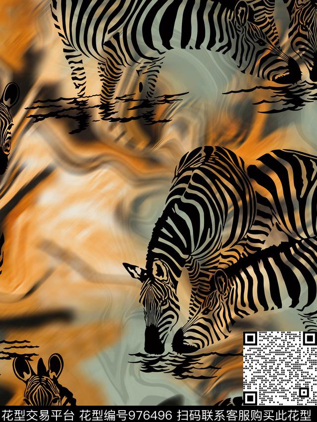 趣味动物纹斑马数码印花华亿平台下载（图片编号: 976496） - 瓦栏（Walan）
