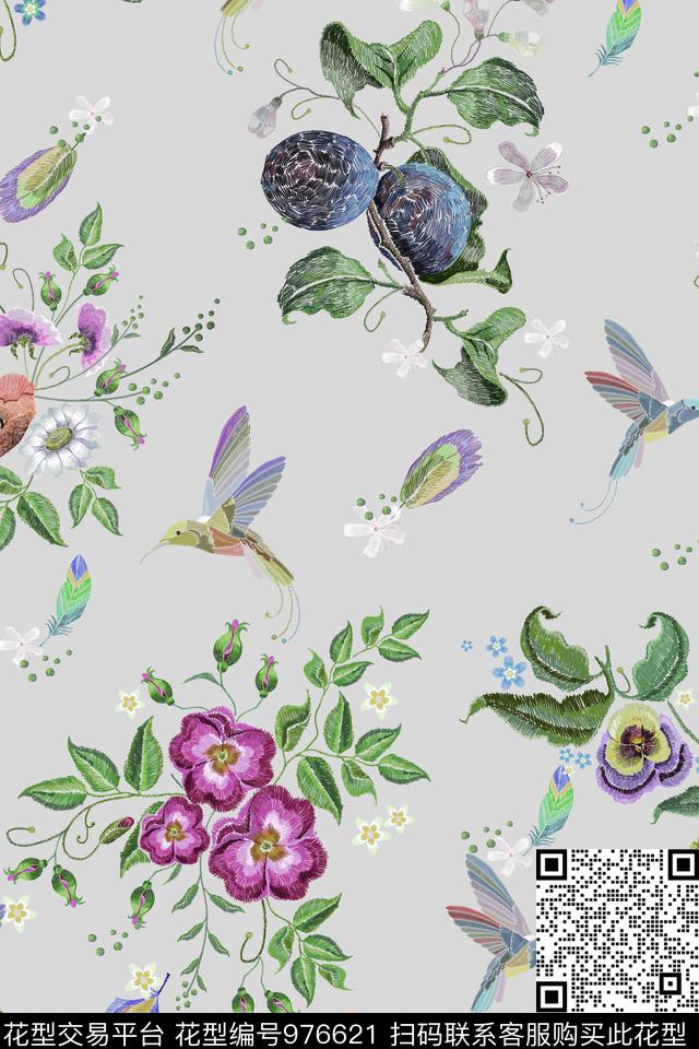 民族花卉民族风中国风数码印花华亿平台下载（图片编号: 976621） - 瓦栏（Walan）