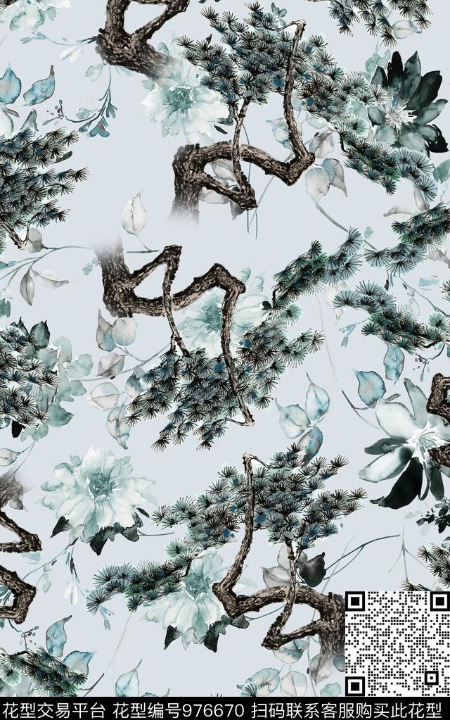 民族风抽象花卉数码印花华亿平台下载（图片编号: 976670） - 瓦栏（Walan）