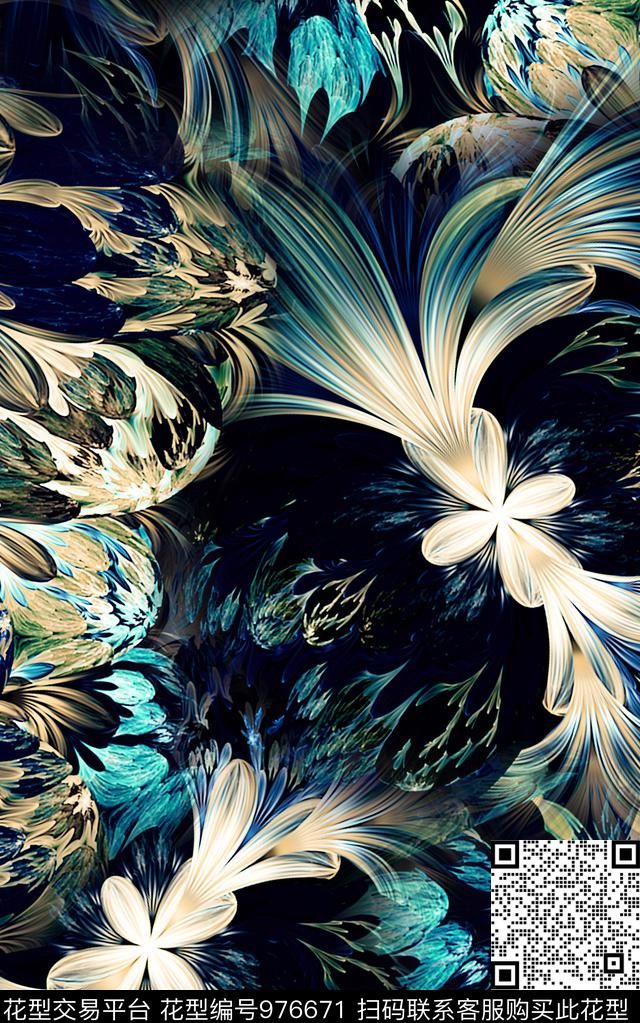 民族风抽象复古数码印花华亿平台下载（图片编号: 976671） - 瓦栏（Walan）