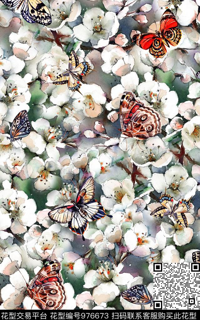 民族风抽象花卉数码印花华亿平台下载（图片编号: 976673） - 瓦栏（Walan）