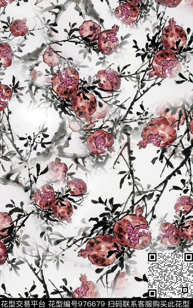 民族风抽象花卉数码印花华亿平台下载（图片编号: 976679） - 瓦栏（Walan）