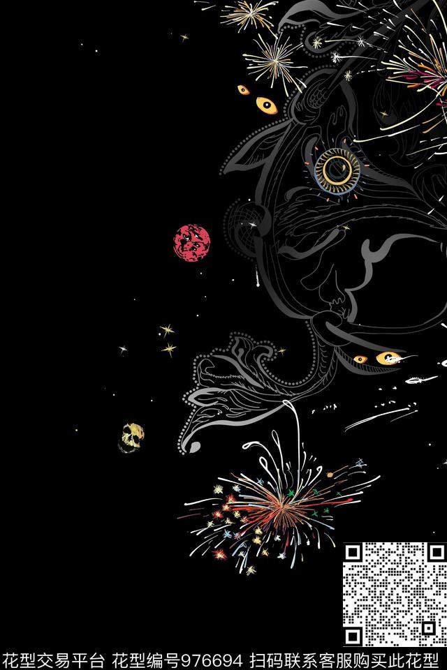 卡通线条男装数码印花华亿平台下载（图片编号: 976694） - 瓦栏（Walan）