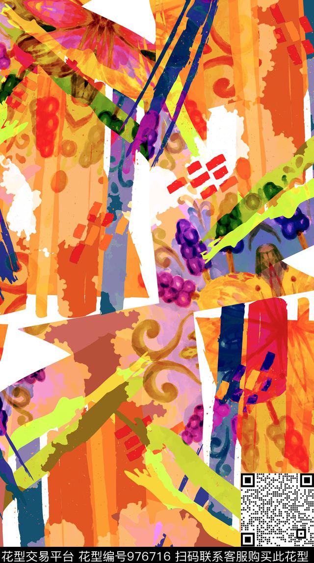 数码华亿平台抽象女装数码印花华亿平台下载（图片编号: 976716） - 瓦栏（Walan）