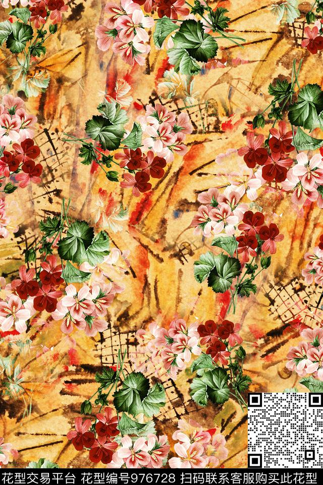 小碎花抽象花卉满版散花数码印花华亿平台下载（图片编号: 976728） - 瓦栏（Walan）