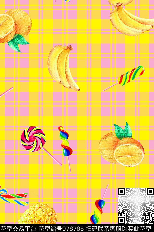 水果清爽底花卉休闲数码印花华亿平台下载（图片编号: 976765） - 瓦栏（Walan）