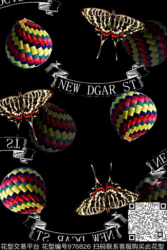 昆虫蝴蝶潮牌数码印花华亿平台下载（图片编号: 976826） - 瓦栏（Walan）