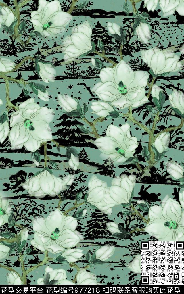 民族风花卉复古数码印花华亿平台下载（图片编号: 977218） - 瓦栏（Walan）