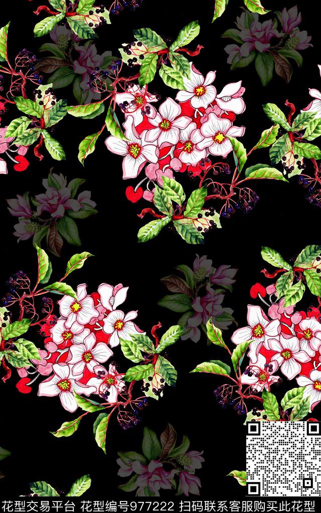 民族风抽象花卉数码印花华亿平台下载（图片编号: 977222） - 瓦栏（Walan）
