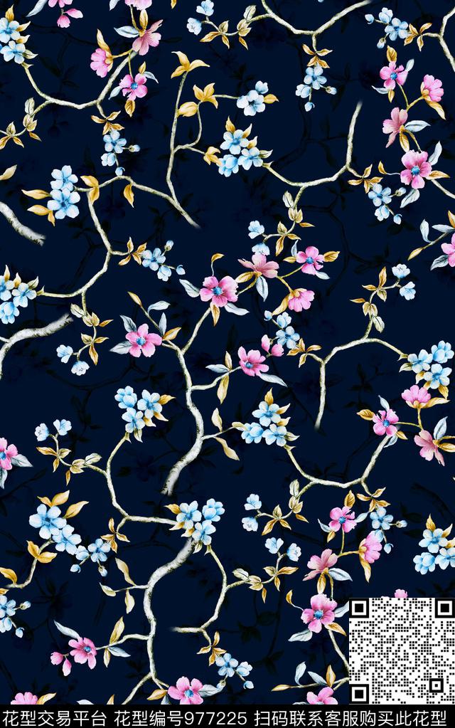 民族风花卉几何数码印花华亿平台下载（图片编号: 977225） - 瓦栏（Walan）