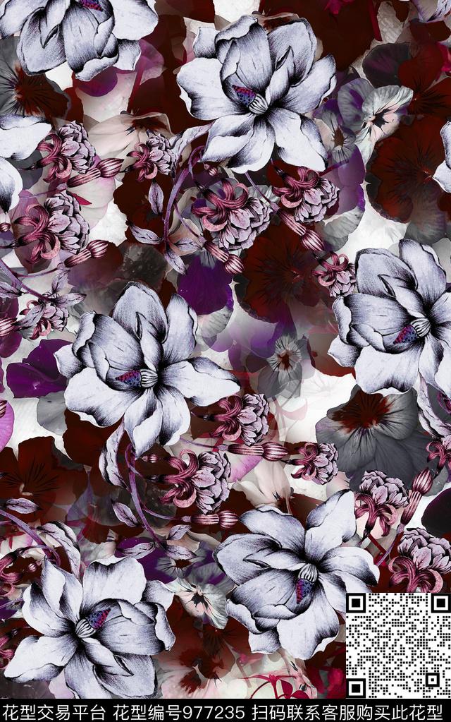 民族风花卉几何数码印花华亿平台下载（图片编号: 977235） - 瓦栏（Walan）