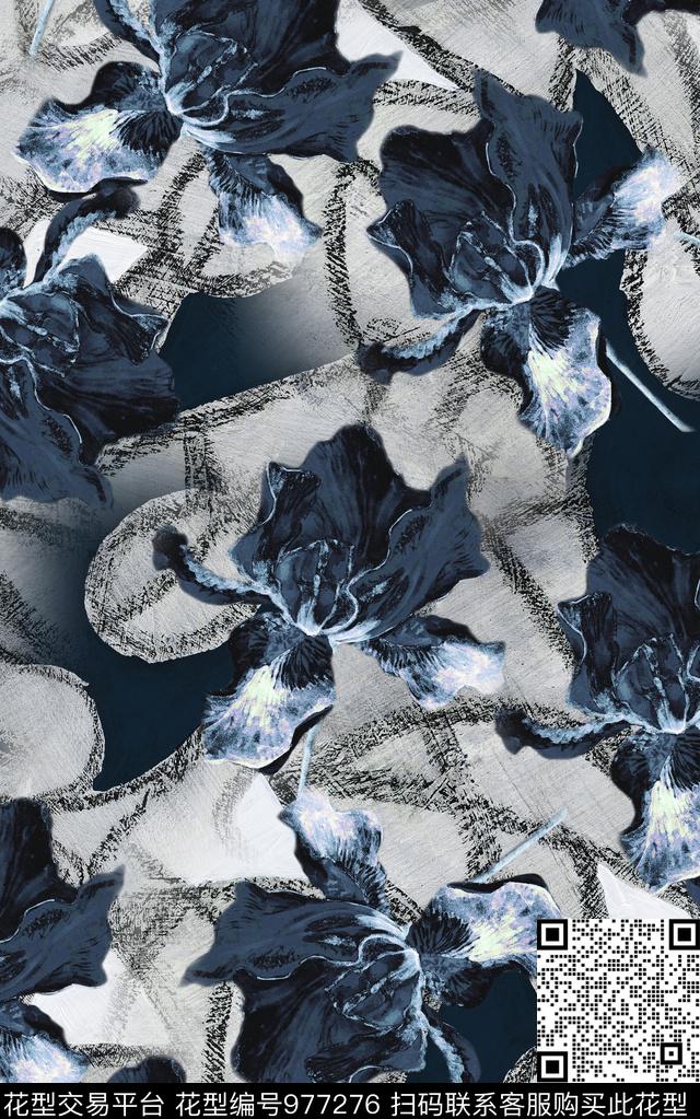 民族风抽象花卉数码印花华亿平台下载（图片编号: 977276） - 瓦栏（Walan）