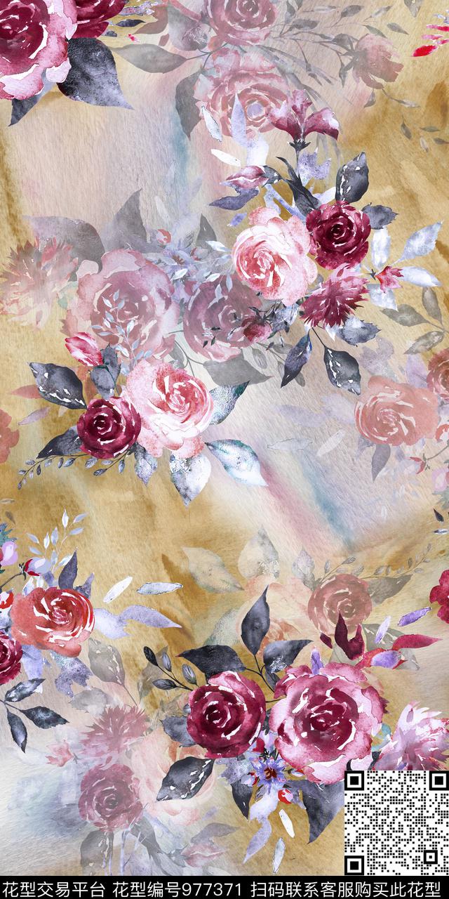 小碎花花卉满版散花数码印花华亿平台下载（图片编号: 977371） - 瓦栏（Walan）
