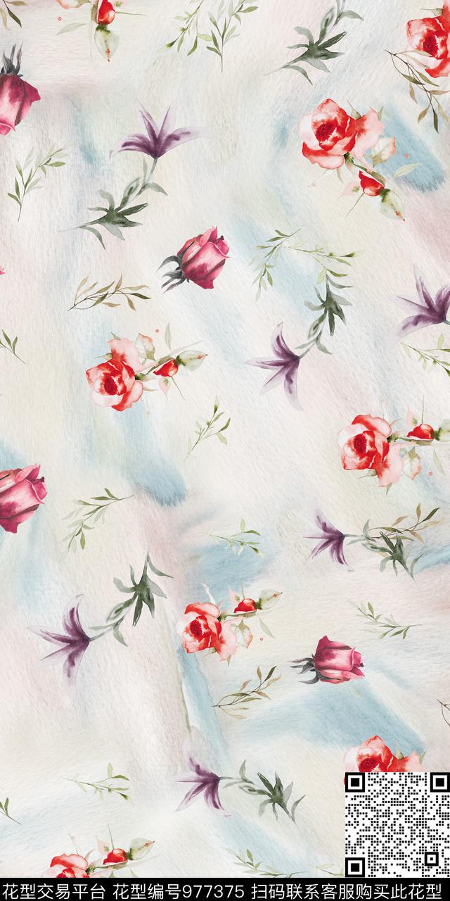 小碎花花卉满版散花数码印花华亿平台下载（图片编号: 977375） - 瓦栏（Walan）