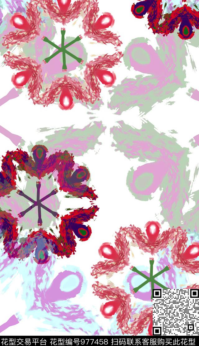 艺术凤尾花创意数码印花华亿平台下载（图片编号: 977458） - 瓦栏（Walan）