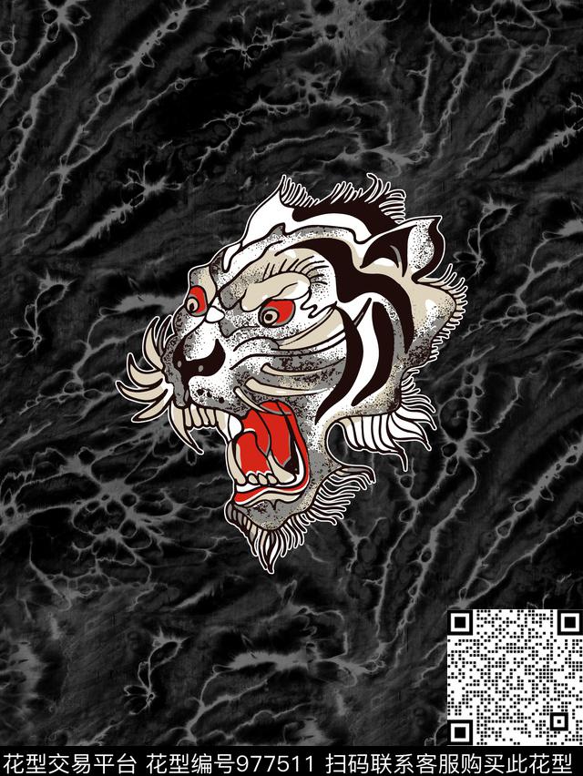 胸前独幅定位花动物数码印花华亿平台下载（图片编号: 977511） - 瓦栏（Walan）